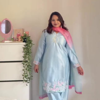 Silk Blend Kurti Salwar Set with Dupatta