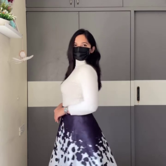 Black Polka Dot A-Line Midi Skirt