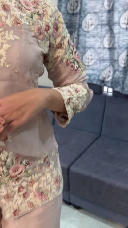 Blush Pink Embroidered Straight-Cut Co-ord Set