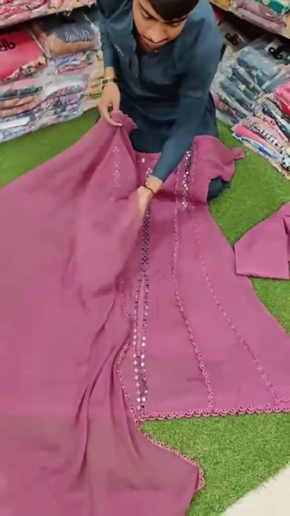 Blush Embroidered Kurti Set with Bottom and Dupatta
