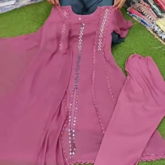 Blush Embroidered Kurti Set with Bottom and Dupatta