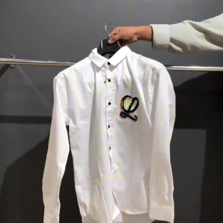White Cotton Shirt with Embroidered Chest Patch