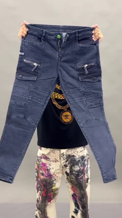 Cargo Denim Jeans with Multi-Pocket Detail, Assorted Washes