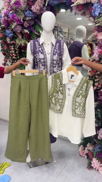 Embroidered Shirt and Trouser Co-ord, Assorted Colours