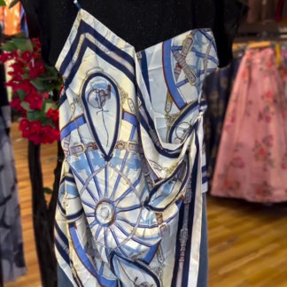 Printed Scarf Layered Top over Black Tee
