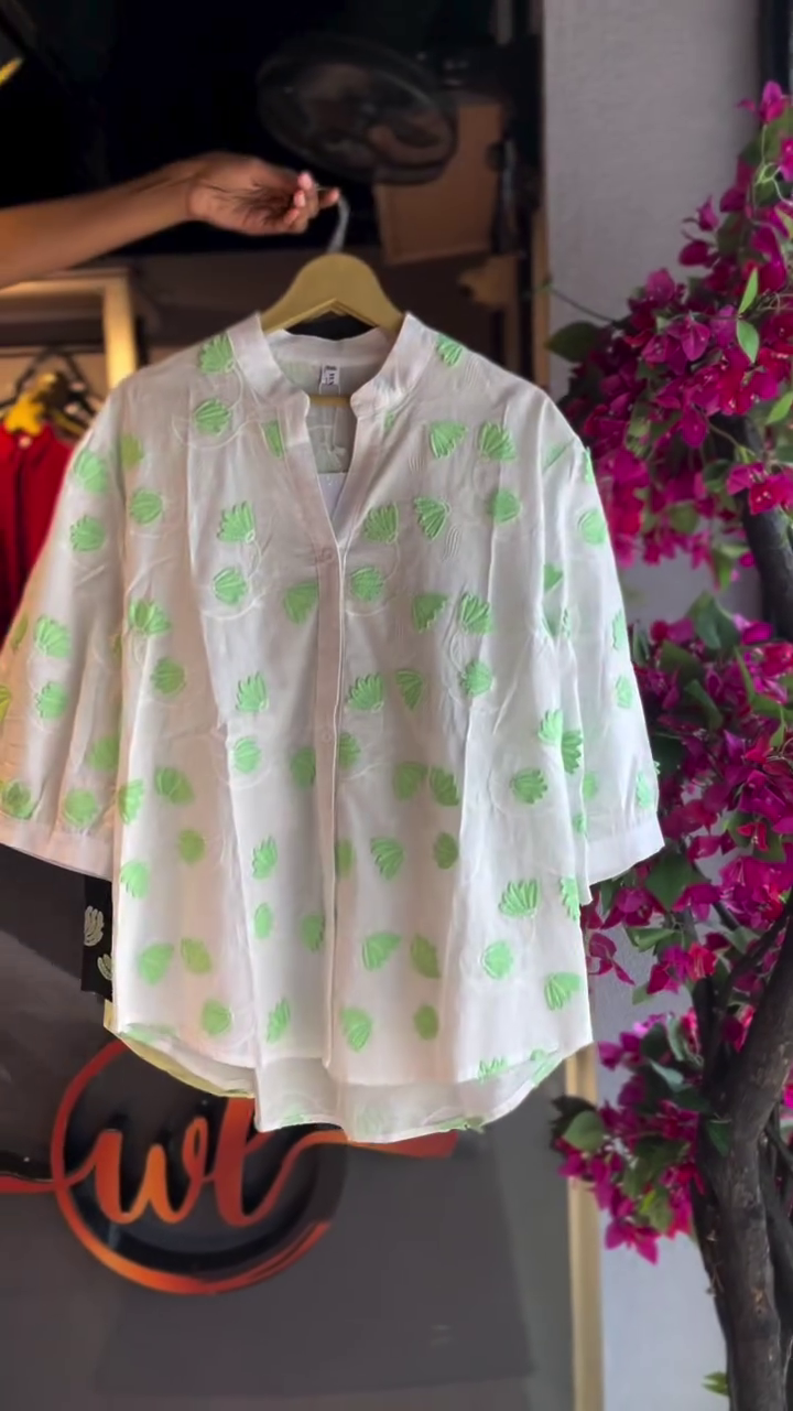 White Schiffli Embroidered Shirt - Image 2
