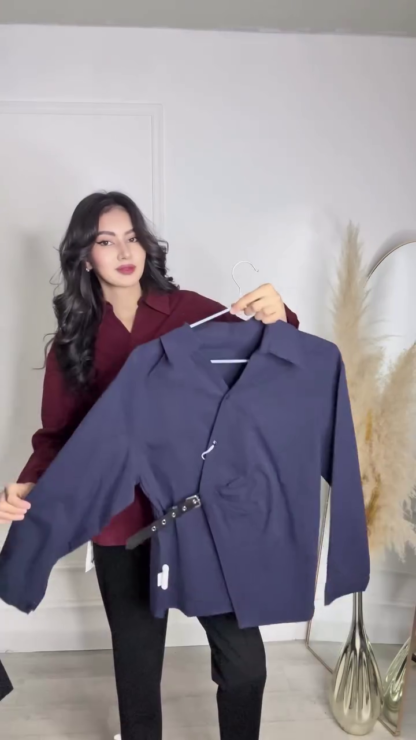 Woven Shirt with Waist Button Detail, Assorted Colours