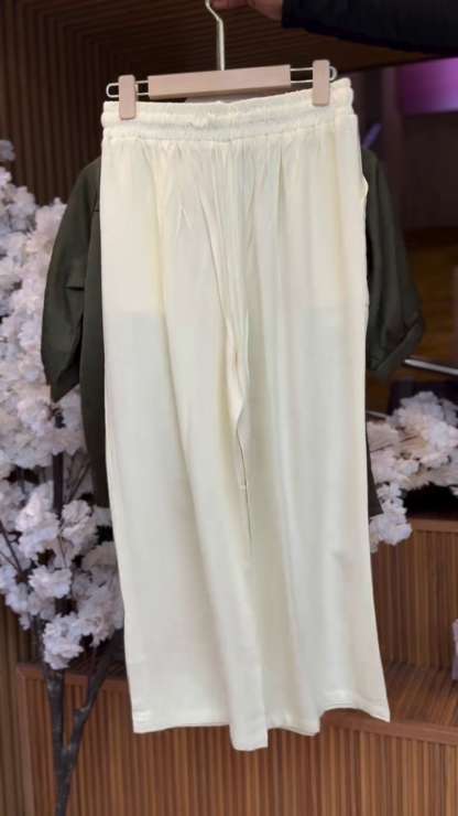 Olive Green Notch-Neck Shirt with Trousers