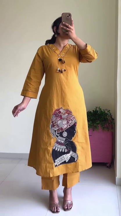 Embroidered Kurta and Pant Set, Assorted Colours