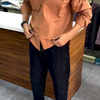 Carrot Orange Cotton Shirt with Chest Pockets