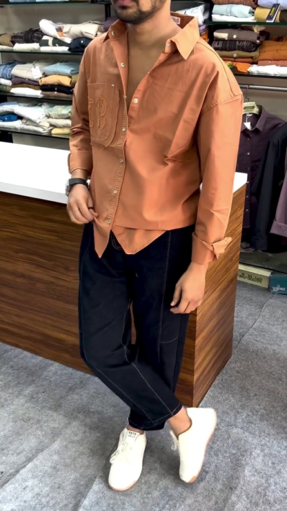 Cotton Shirt with Chest Pockets, Assorted Colours