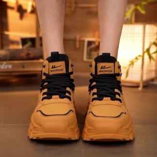 Yellow High-Top Lace-Up Boots