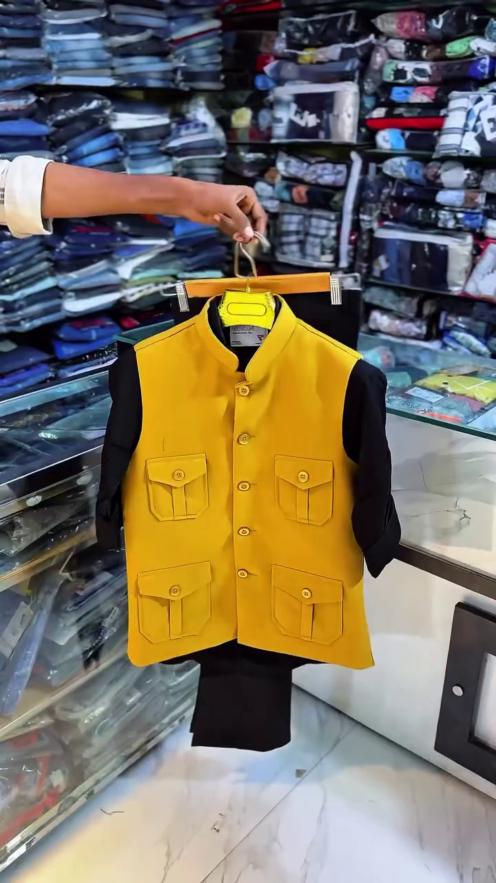 Black Nehru Jacket Set with Matching Pants - Image 7