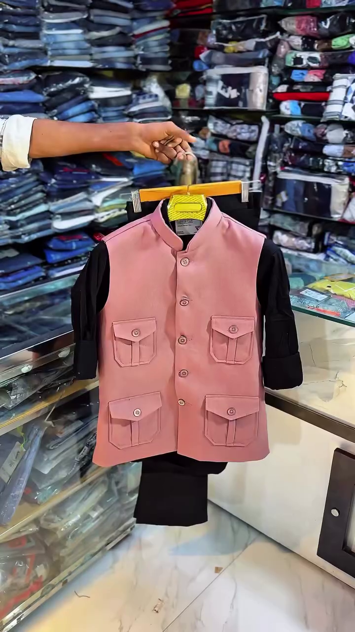 Black Nehru Jacket Set with Matching Pants - Image 6