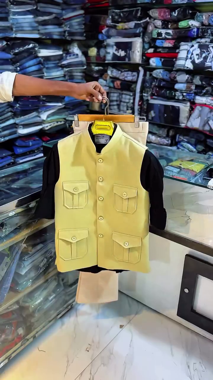 Black Nehru Jacket Set with Matching Pants - Image 5
