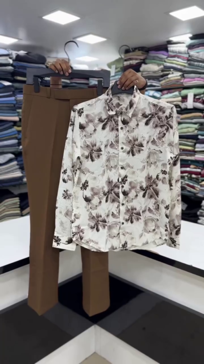 Men's Printed Shirt and Trousers Set, Assorted Prints