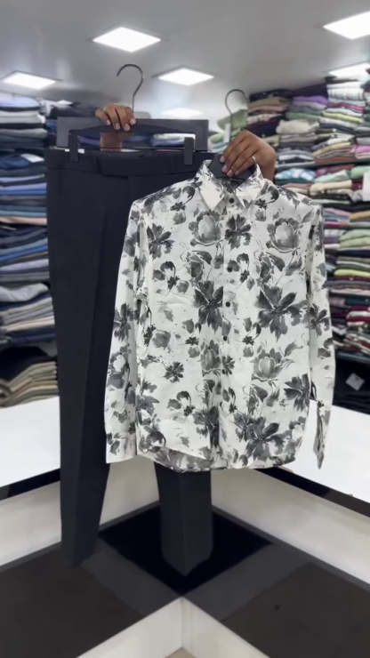 Men's Printed Shirt and Trousers Set, Assorted Prints