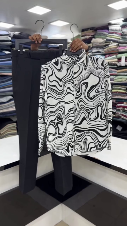 Men's Printed Shirt and Trousers Set, Assorted Prints