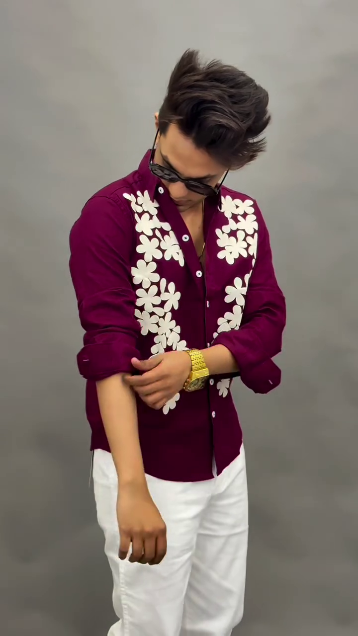 Men's Maroon Button-Down Shirt, Tailored Fit