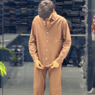 Men's Hazelnut Regular-Fit Shirt and Trouser Set